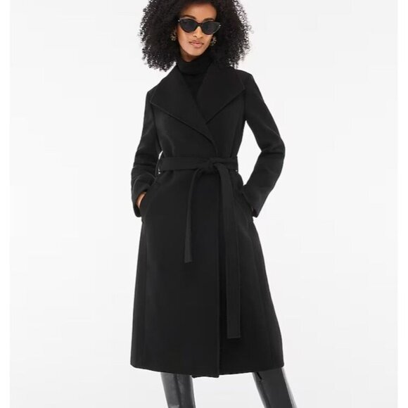 J.crew belted wool blend coat black preppy classic money sz 0P - Picture 1 of 7
